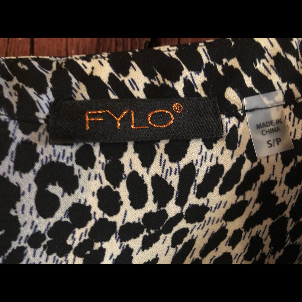 Fylo Leopard Animal Print Button Down Blouse - image 3